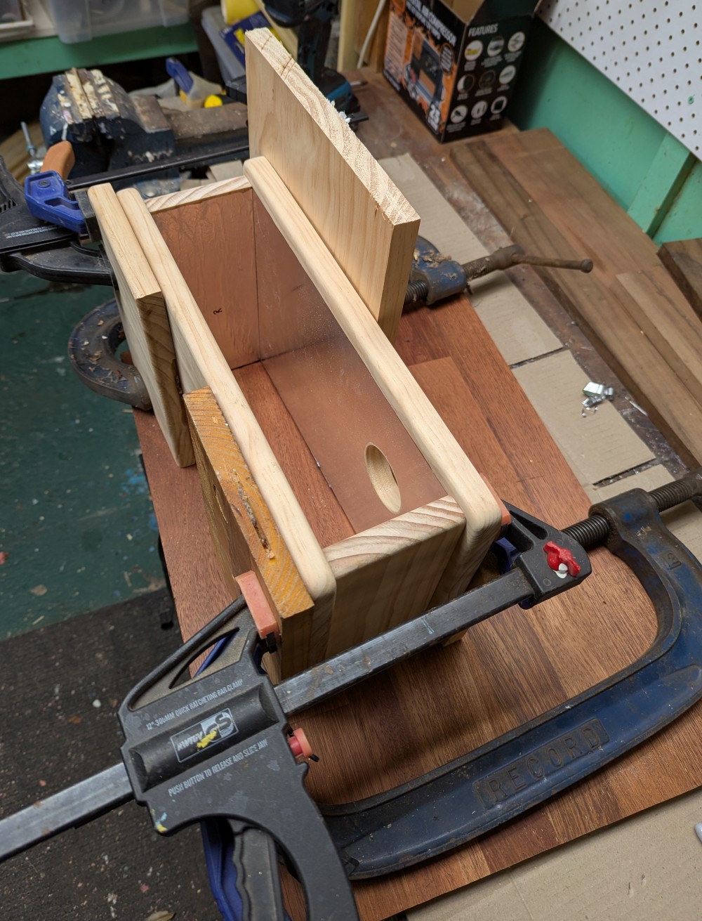 Glued and clamped.