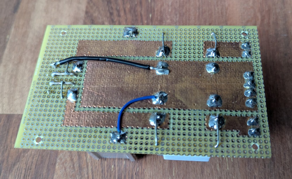 Copper side of the completed power supply board.