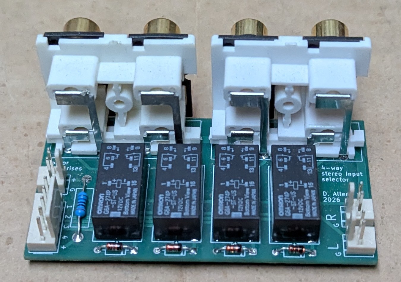 The complete 4-way stereo input selector board.